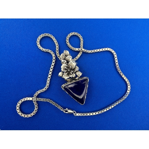 63 - 925 Silver Chain & Pendant Set with Purple Stone