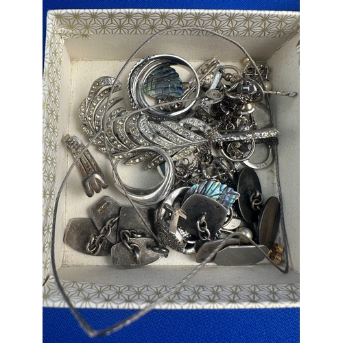 39 - Box of Scrap White Metal & Silver Jewellery Intems