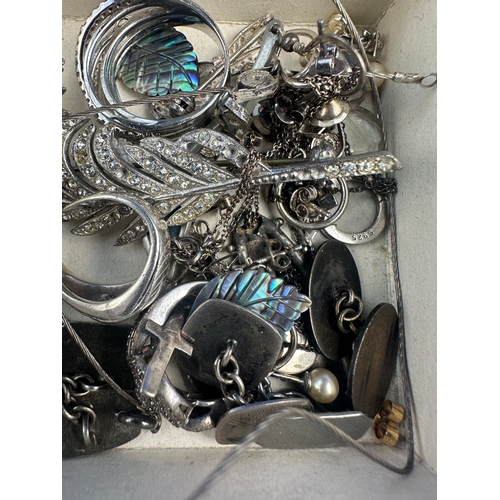 39 - Box of Scrap White Metal & Silver Jewellery Intems