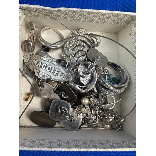 39 - Box of Scrap White Metal & Silver Jewellery Intems