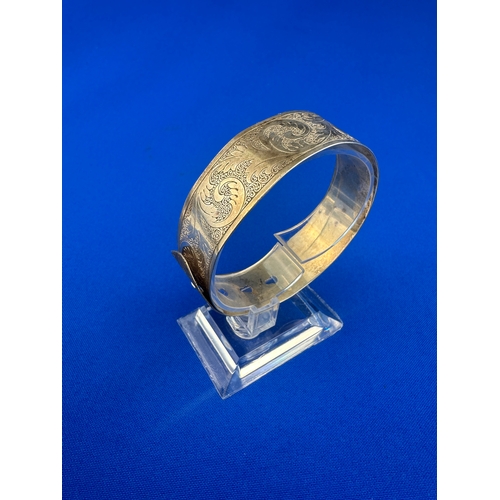 78 - Charles Horner Engraved Silver Bangle - Chester 1945