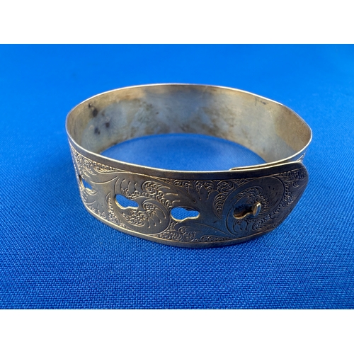 78 - Charles Horner Engraved Silver Bangle - Chester 1945