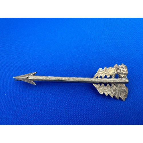 82 - Victorian Silver Arrow Brooch with Old Repair