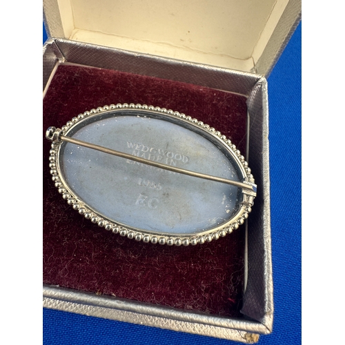 87 - Wedgwood Silver Mounted Brooch in Original Box