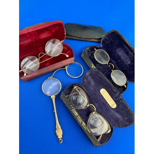 228 - Three Pairs of Antique Spectacles & a Pair of Lorgnettes