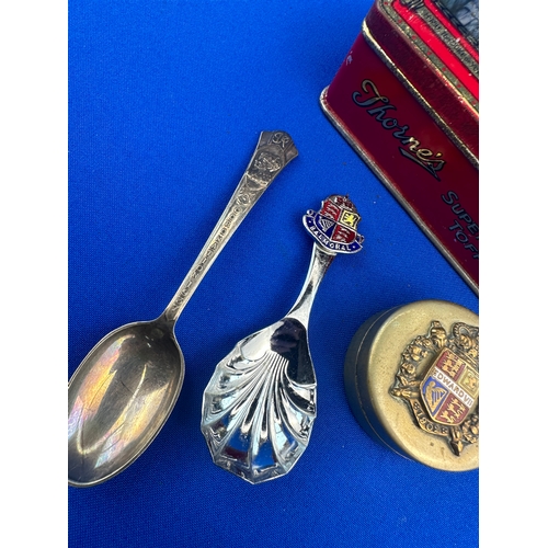 229 - Edward VII Enamel Box, Royalty Tin & Spoons