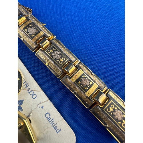 76 - Gold Inlay Toledo Steel Bracelet & Cufflinks