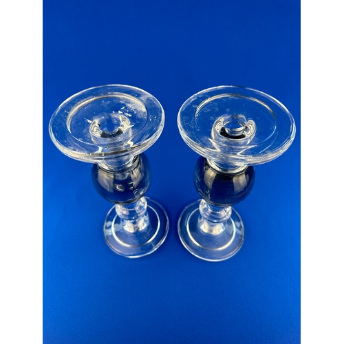 444 - Pair of Glass Candle Holders