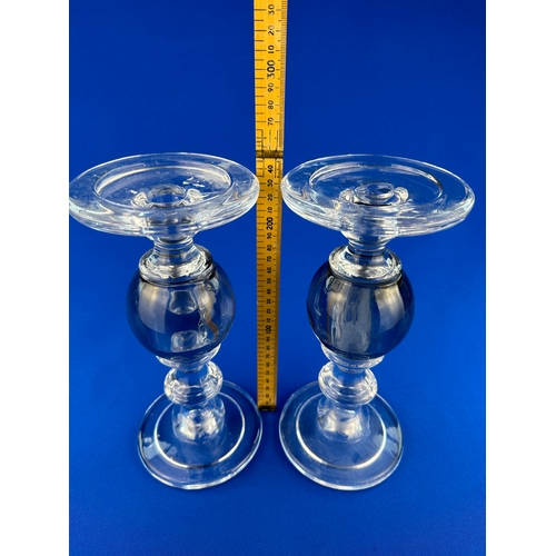 444 - Pair of Glass Candle Holders