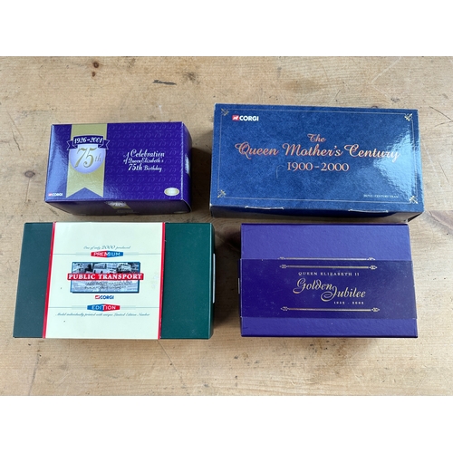 120 - Four Corgi Classics Diecast Model Busses Boxed including Limited Edition & Royal Commemorative