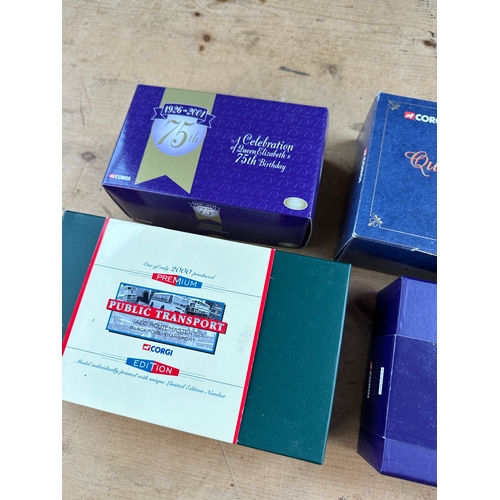 120 - Four Corgi Classics Diecast Model Busses Boxed including Limited Edition & Royal Commemorative