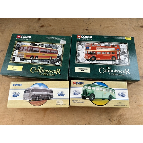 125 - Four Corgi Classics Diecast Model Busses Boxed including The Connoisseur Collection