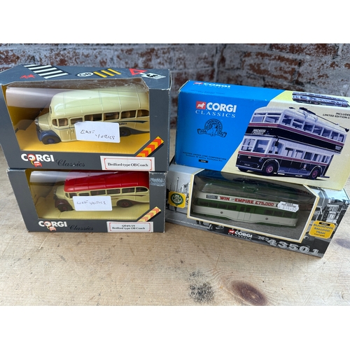 126 - Four Corgi Classics Diecast Model Busses Boxed