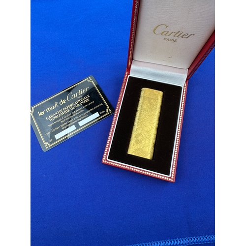 306 - Cartier Gold Plated Gas Lighter with Box & Guarantee