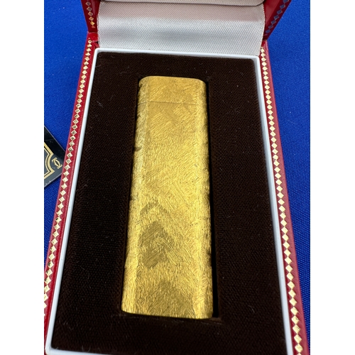 306 - Cartier Gold Plated Gas Lighter with Box & Guarantee