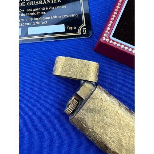 306 - Cartier Gold Plated Gas Lighter with Box & Guarantee