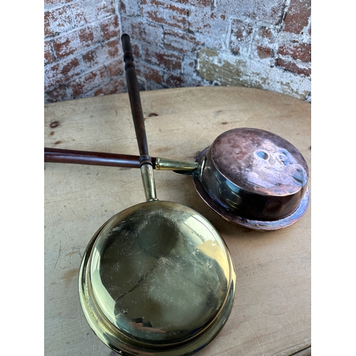 307 - Two Antique Brass & Copper Bed Warmers