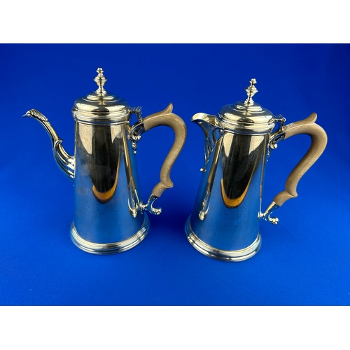 80 - Hallmarked Silver Coffee & Hot Water Jug 1450g gross Sheffield 1946. J.D&S