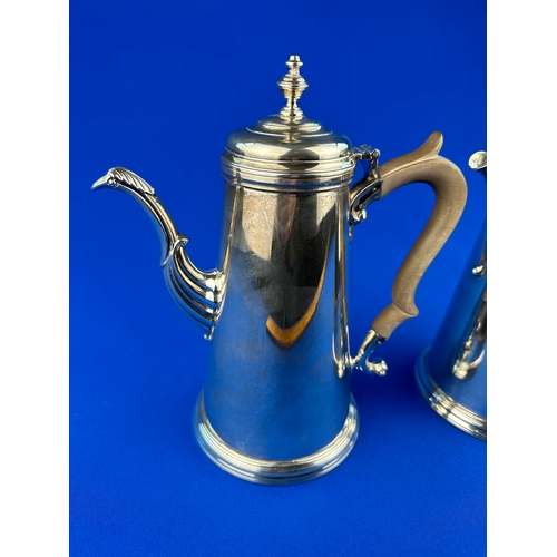 80 - Hallmarked Silver Coffee & Hot Water Jug 1450g gross Sheffield 1946. J.D&S