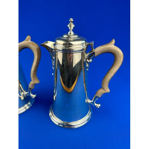 80 - Hallmarked Silver Coffee & Hot Water Jug 1450g gross Sheffield 1946. J.D&S