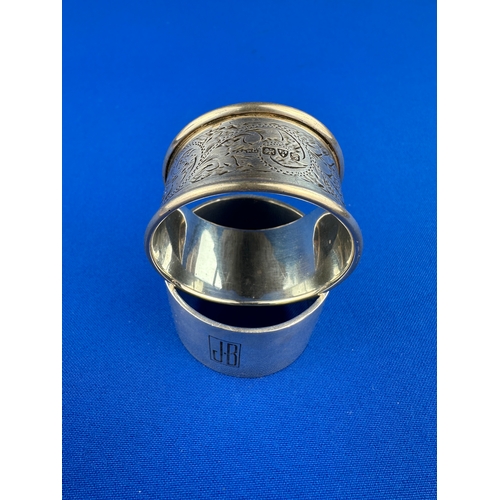 53 - Two Hallmarked Silver Napkin Rings 77.68g