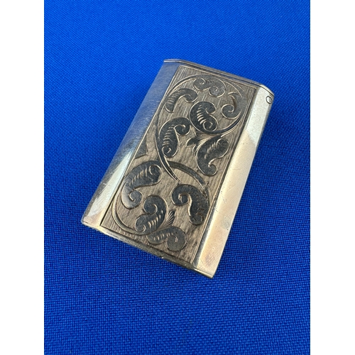 304 - Engraved White Metal Vesta Case