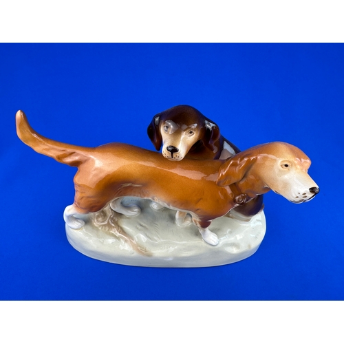 430 - Royal Dux, Two Hunting Dogs Figure.