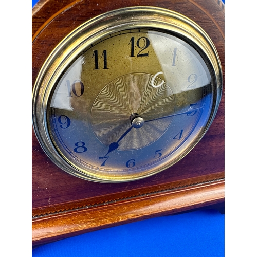 454 - Antique Inlaid Mantle / Boudoir Clock - Ticking