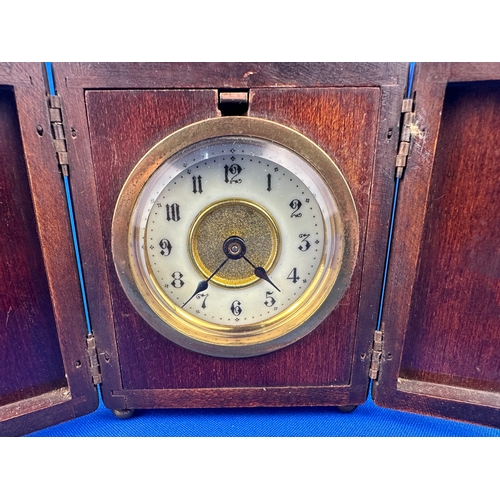 455 - Small Antique Travel Clock - Ticking