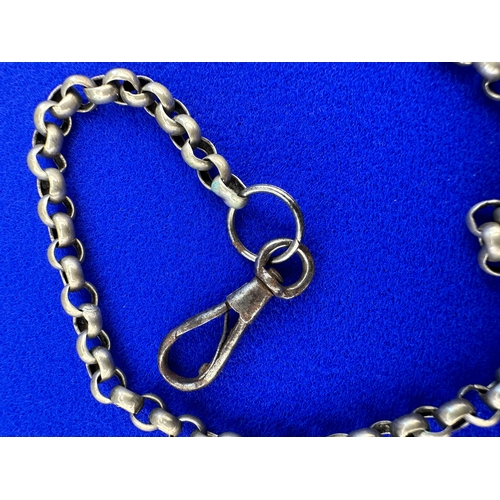 24 - Hallmarked Silver T-Bar & Watch Chain with EPNS Vesta Case & Dog Clip.