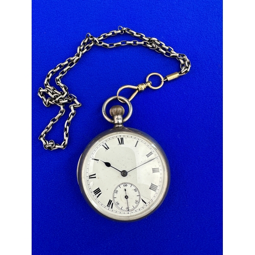 31 - Hallmarked Silver Pocket Watch and Chain - Working. London 1909