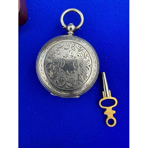 32 - Small Fine Silver Pocket Watch - Working with Hallmarked Silver Frame / Stand