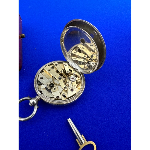 32 - Small Fine Silver Pocket Watch - Working with Hallmarked Silver Frame / Stand