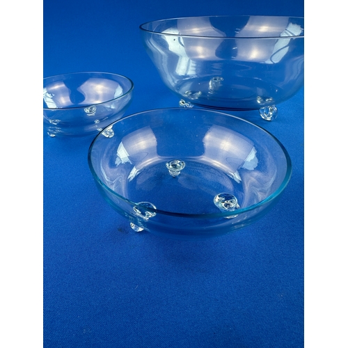 442 - Vintage Blue Glass Dessert Set - 5th bowl a/f