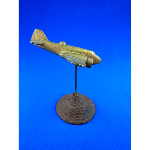 374 - Art Deco Style Brass Airplane Desk Model