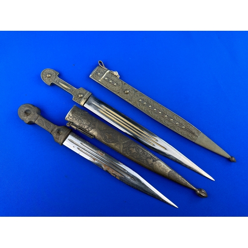 382 - Two Caucasian Kindjal, Cossack style Daggers