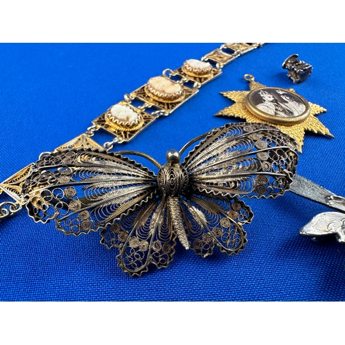 3 - Silver Butterfly Brooch & other Vintage Jewellery Items