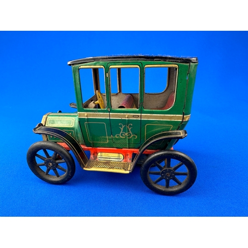 87 - Trademark Toys Japan Tinplate Lever Action Mechanical Car Toy - Green - Working