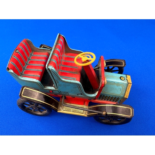 88 - Trademark Toys Japan Tinplate Lever Action Mechanical Car Toy - Blue - Working