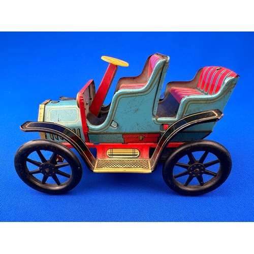 88 - Trademark Toys Japan Tinplate Lever Action Mechanical Car Toy - Blue - Working