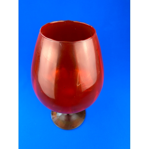 441 - Huge Oversized Mid Century Brandy Glass Red