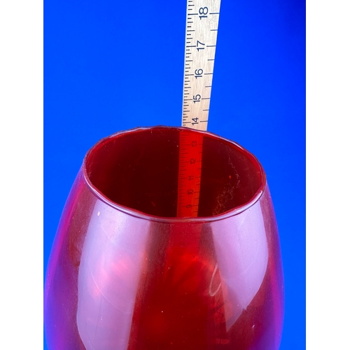 441 - Huge Oversized Mid Century Brandy Glass Red