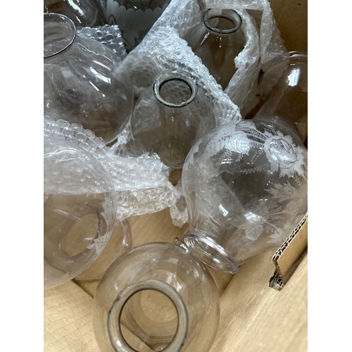 548 - Box of Glass Oil Lamp Chimneys / Funnels