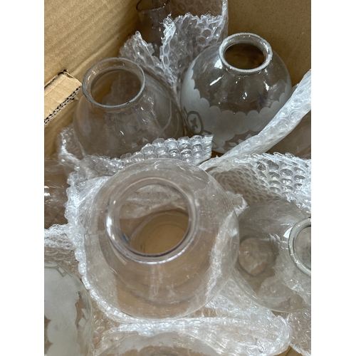 548 - Box of Glass Oil Lamp Chimneys / Funnels