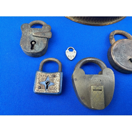 317 - Vintage Padlocks including Hallmarked Silver Charm Padlock