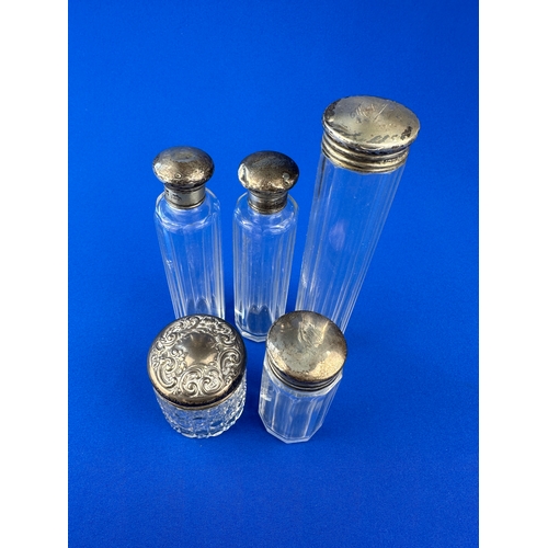 5 - Five Hallmarked Silver Topped Vanity Bottles