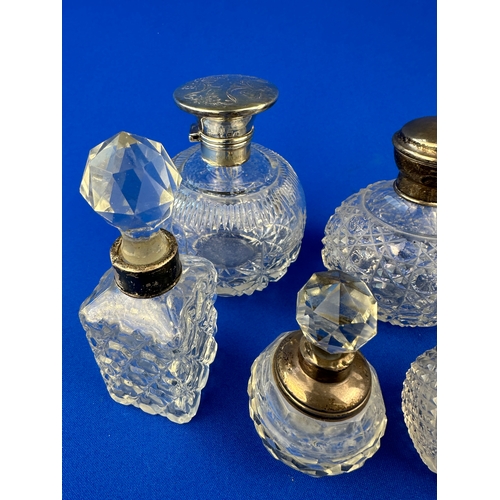 6 - Group of Hallmarked Silver & Glass Scent Bottles