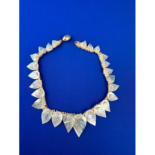 7 - 1930s Carved Mother of Pearl Necklace a/f