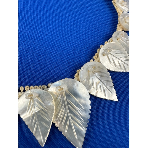 7 - 1930s Carved Mother of Pearl Necklace a/f