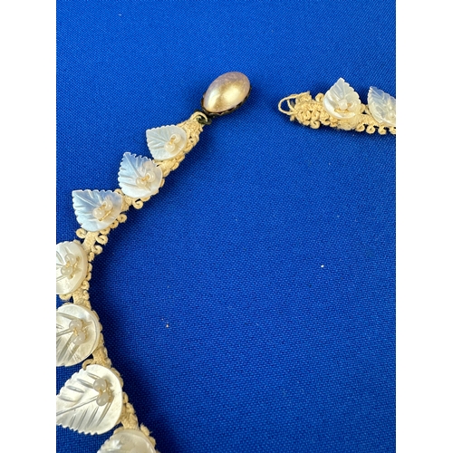 7 - 1930s Carved Mother of Pearl Necklace a/f